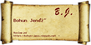 Bohun Jenő névjegykártya
